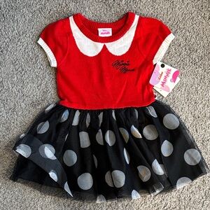 Disney Minnie Mouse Red and Black Polka Dot Dress - 2T - New